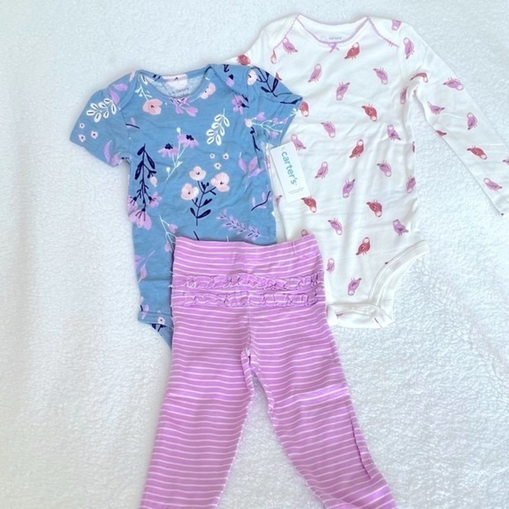 Carter’s matching owl/floral set. Girls, 24 month. Periwinkle/purple
